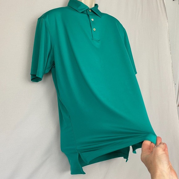 Peter Millar Summer Comfort Shirt Mens Large Green Solid Performance Jersey Polo - Picture 3 of 11